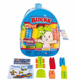 Speelgoedblokken - Bouwstenen met rugtas - 50+ stuks blauw