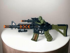 Toy gun - Flames Storm - with 3D light and sound - vibration effect - moving bullet belt
