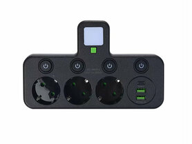 Stekkerdoos met 3 stopcontacten, 2 USB-poorten + 1 USB-C - 2500W - EU
