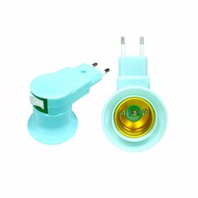 Stekker EU met E27 fitting + aan/uit schakelaar E27 - groen -
