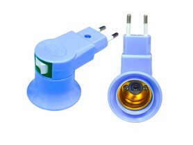 Stekker EU met E27 fitting + aan/uit schakelaar E27 - blauw -