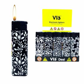 Klik Aanstekers tray van 50 stuks - Navulbaar - zwart  wit print