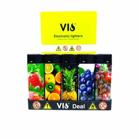 Elektrisch Klik Aansteker 50 Stuks Met Fruitprint - navulbaar - vio 