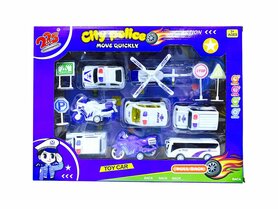 Politie Set - Hulpdiensten Set Auto's en vliegtuig voor kinderen - 12 delig