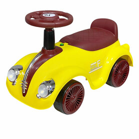 Loopauto Classic Luxury Retro Car - 55CM - Geel - muziek en lichtjes