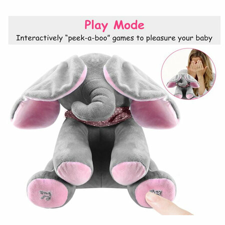 Kiekeboe olifant - interactief knuffel olifantje speelgoed - 30CM roze