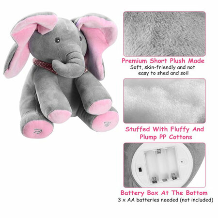Kiekeboe olifant - interactief knuffel olifantje speelgoed - 30CM roze