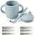 Siliconen baby/peuter servies 6 delig set - bord - slabbetje - kom - drinkbeker - bestek - blauw