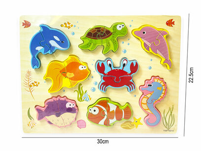 Houten inlegpuzzel zeedieren speelgoed Houten inlegpuzzel zeedieren speelgoed