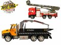 Vrachtwagen autotransporter + brandweerauto speelgoed set - Die Cast voertuigen Gift pack 2in1 - pull-back drive 