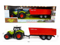 Landbouw tractor met kiepende aanhangwagen - met geluid en lichtjes - 38CM