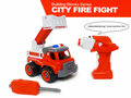 RC DIY brandweerauto speelgoed bouw set 24 stuks - 4in1 - afstandsbediening en schroefboormachine - City Fire Fight brandweerwagen