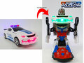 Robot Police Car 2 in 1 robot en auto transformer voertuig politie auto - led licht en geluid 22CM 