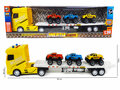 Super truck vrachtwagen - autotransporter met 3 mini auto's -maakt geluid en lichtjes op - 55CM